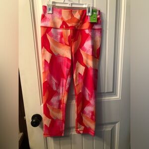Athletic Works Girls Pink Orange Red Abstract Print Leggings